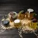 Branded jars with honey