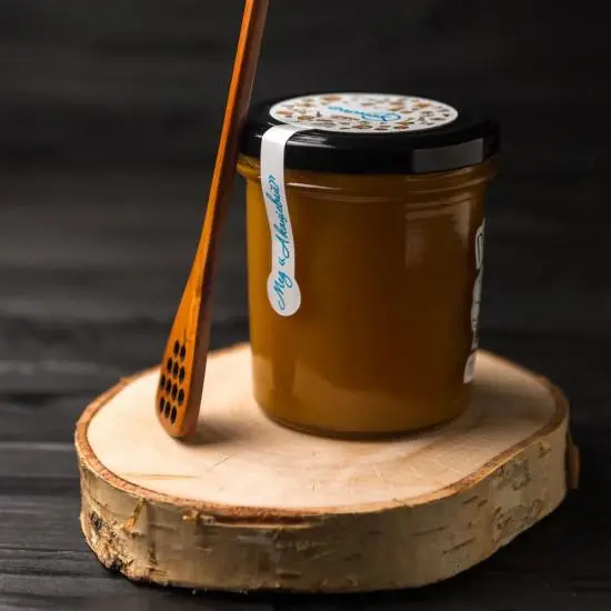 Branded jars with honey