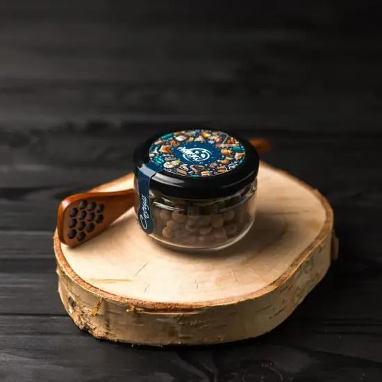 Branded jars with honey