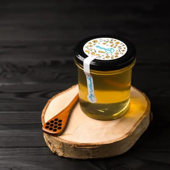 Branded jars with honey